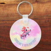 Schattige Meisje Pastel Rainbow Pink Axolotl Verja Sleutelhanger (Voorkant)