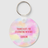 Schattige Meisje Pastel Rainbow Pink Axolotl Verja Sleutelhanger (Achterkant)