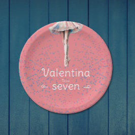 Schattige Meisje Pastel Roze Ballerina Tutu Dance  Papieren Bordje