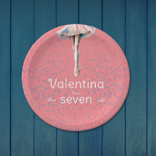 Schattige Meisje Pastel Roze Ballerina Tutu Dance  Papieren Bordje