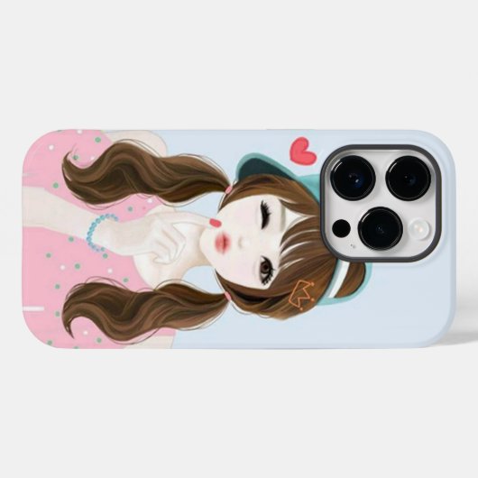 Schattige Meisje Patroonontwerper Gedrukt Mobiel H Case-Mate iPhone Case (Achterkant (horizontaal))