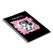 Schattige Meisje & PBubble, Comic Fun, Zwart & Wit Notitieboek (Rechterzijde)