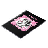 Schattige Meisje & PBubble, Comic Fun, Zwart & Wit Notitieboek (Linkerzijde)