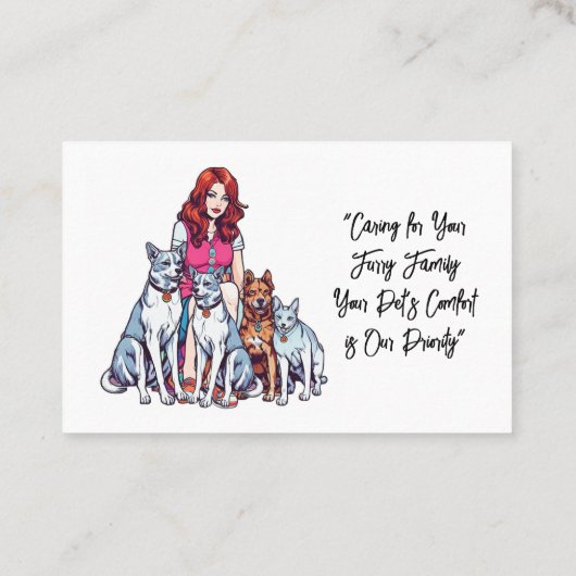 Schattige Meisje Pet Sitter Dog Walker Visitekaartje (Achterkant)