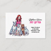Schattige Meisje Pet Sitter Dog Walker Visitekaartje (Voorkant)