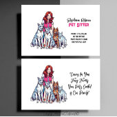 Schattige Meisje Pet Sitter Dog Walker Visitekaartje