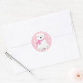 Schattige Meisje Polar Beer Winter Sneeuwvlok Roze Ronde Sticker (Envelop)