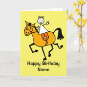 Schattige Meisje Pony Rijden Verjaardag Kaart (Gele Bloem)