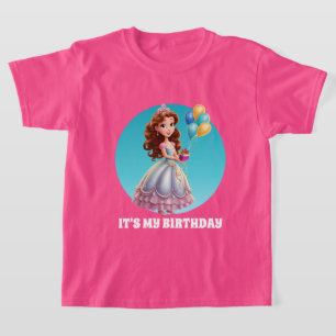 Schattige meisje Prinses Verjaardag aanpasbaar T-shirt