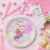 Schattige Meisje Rainbow Pink Axolotl Papieren Bordje (Feest)