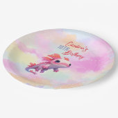 Schattige Meisje Rainbow Pink Axolotl Papieren Bordje (Gekanteld)