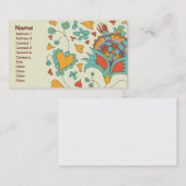 Schattige Meisje Retro Harten Bloemen Bloemen Visitekaartje (Voorkant / Achterkant)