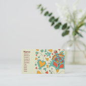 Schattige Meisje Retro Harten Bloemen Bloemen Visitekaartje (Staand voorkant)