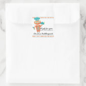 Schattige meisje robot chef food service catering  vierkante sticker (Tas)