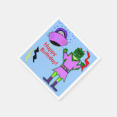 Schattige Meisje Robot Roze Ruimteschip Verjaardag Servet (Hoek)