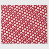 Schattige Meisje Rood Wit Cartoon Bloemen Patroon Cadeaupapier (Vlak)