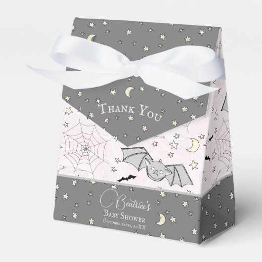 Schattige Meisje Roze Baby Vleermuizen Halloween & Bedankdoosjes (Voorkant Zijde)