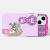 Schattige meisje & roze Bloemen elegant bloemenont Case-Mate iPhone Case (Achterkant (horizontaal))