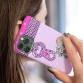 Schattige meisje & roze Bloemen elegant bloemenont Case-Mate iPhone Case