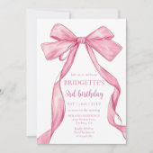 Schattige Meisje Roze Boog Verjaardag Kaart (Voorkant)