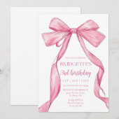 Schattige Meisje Roze Boog Verjaardag Kaart (Voorkant / Achterkant)