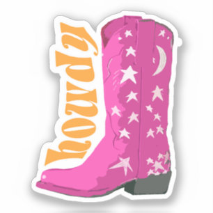 Schattige Meisje Roze Cowgirl laars Howdy Sticker