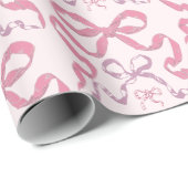 Schattige Meisje Roze Esthetische Boog Cadeaupapier (Rol Hoek)