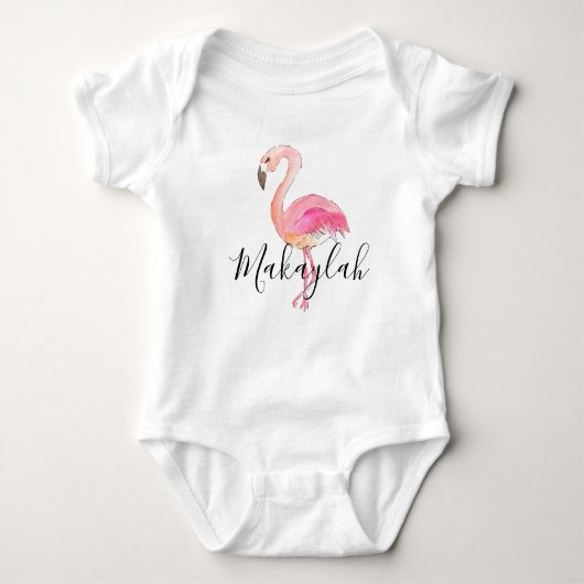 Schattige meisje roze flamingo baby naam shirt (Voorkant)