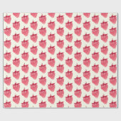 Schattige Meisje Roze Glitter Aardbei Cadeaupapier (Vlak)