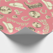 Schattige Meisje Roze Goud Disco Cowgirl Esthetisc Cadeaupapier (Hoek)