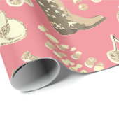 Schattige Meisje Roze Goud Disco Cowgirl Esthetisc Cadeaupapier (Rol Hoek)