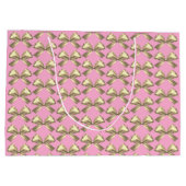 Schattige Meisje Roze Goud Satijn Esthetische Boog Groot Cadeauzakje (Achterkant)