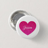 Schattige Meisje Roze Hart Gepersonaliseerde Naam Ronde Button 3,2 Cm (Voorkant /achterkant)