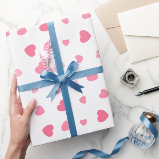 Schattige Meisje Roze Hart Verjaardag Cadeaupapier (Geschenken)