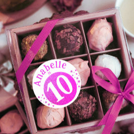 Schattige Meisje Roze Kleur Glitter Verjaardag Lee Ronde Sticker