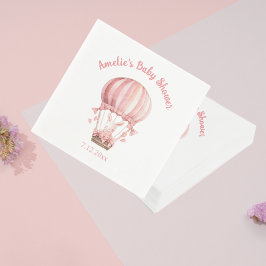 Schattige Meisje Roze Konijntje Vliegen in Ballon Servet