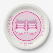 SCHATTIGE MEISJE ROZE LAARZEN BABY SHOWER PAPIEREN BORDJE (Voorkant)