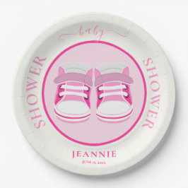 SCHATTIGE MEISJE ROZE LAARZEN BABY SHOWER PAPIEREN BORDJE