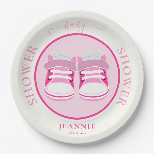 SCHATTIGE MEISJE ROZE LAARZEN BABY SHOWER PAPIEREN BORDJE (Voorkant)