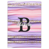 Schattige Meisje Roze & Paarse Monogram Initiaal Klembord (Achterkant)