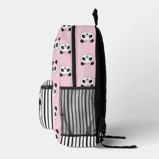 Schattige Meisje Roze Panda Beer Monogram School Bedrukte Rugzak (Rechts)