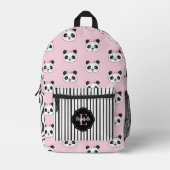 Schattige Meisje Roze Panda Beer Monogram School Bedrukte Rugzak (Voorkant)