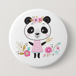 Schattige Meisje Roze Panda Ronde Button 7,6 Cm