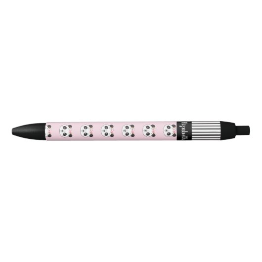 Schattige Meisje Roze Panda School Zwarte Inkt Pen (Voorkant)