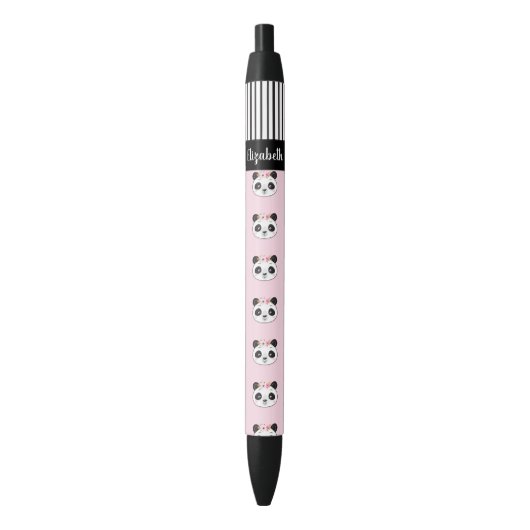 Schattige Meisje Roze Panda School Zwarte Inkt Pen (Voorkant Verticaal)