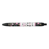 Schattige Meisje Roze Panda School Zwarte Inkt Pen (Voorkant)