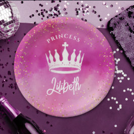 Schattige Meisje Roze Prinses Kroon Tiara Waterver Papieren Bordje