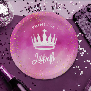 Schattige Meisje Roze Prinses Kroon Tiara Waterver Papieren Bordje