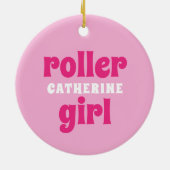 Schattige Meisje Roze Roller Schaats Keep Rollin M Keramisch Ornament (Achterkant)