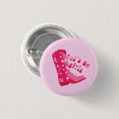 Schattige Meisje Roze Rood Disco Cowgirl Boot Ronde Button 3,2 Cm (Voorkant /achterkant)